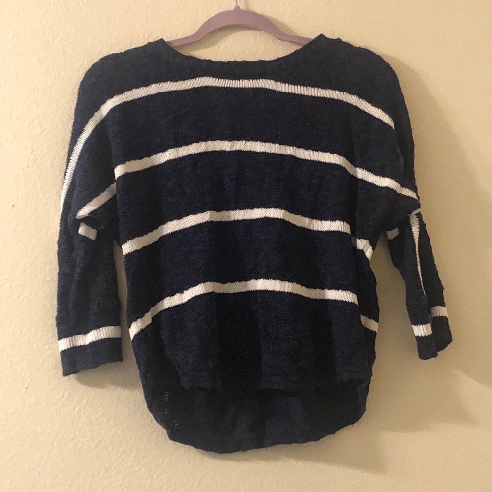 Sonoma Navy Blue & White Striped Sweater - Size M